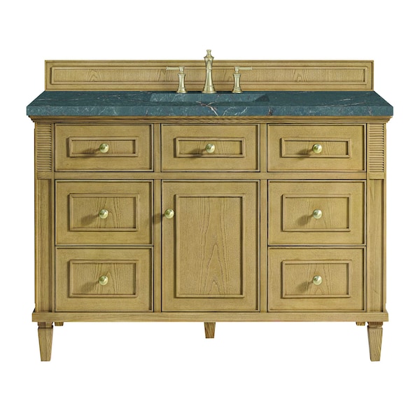 James Martin Vanities 48'' Single Vanity, Light Natural Oak w/ 3 CM Parisien Bleu Quartz Top 424-V48-LNO-3PBL - main